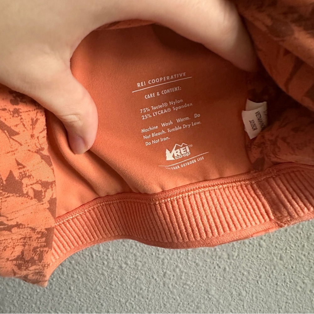 REI Co-op Orange Pattern Longline Sports Bra Medium - Picture 4 of 8